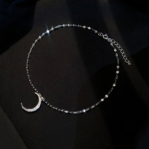 Sterling Silver Moon Cubic Zircon Anklet