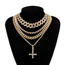 Load image into Gallery viewer, Salircon Luxury Crystal Cross Pendant Necklace Vintge Rhinestone