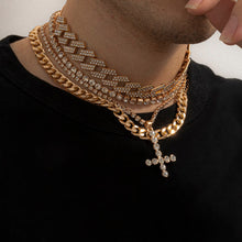 Load image into Gallery viewer, Salircon Luxury Crystal Cross Pendant Necklace Vintge Rhinestone