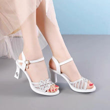 Load image into Gallery viewer, Sandals Women Classics Crystal Leather Shoes Thick Heel Buckle Strap - Sophornlilly