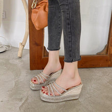 Load image into Gallery viewer, Sandals Women Summer Thick Heels New Fashion Rhinestone Wedges Heel - Sophornlilly