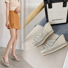 Load image into Gallery viewer, Sandals Women Summer Thick Heels New Fashion Rhinestone Wedges Heel - Sophornlilly