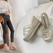 Load image into Gallery viewer, Sandals Women Summer Thick Heels New Fashion Rhinestone Wedges Heel - Sophornlilly