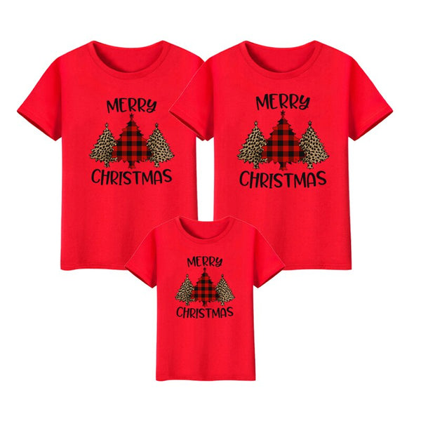 Santa Claus Merry Christmas tree Family Matching Clothes T Shirts