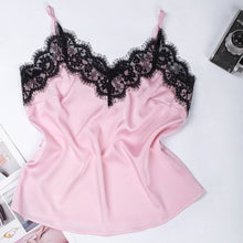 Load image into Gallery viewer, Satin Pajama Set Women Spaghetti Strap Cami Striped Shorts Pajama Set