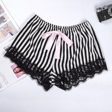 Load image into Gallery viewer, Satin Pajama Set Women Spaghetti Strap Cami Striped Shorts Pajama Set