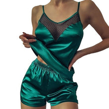 Load image into Gallery viewer, Satin Pajamas Sexy Lace Pijama Nightie Sleepwear Home Clothes Tops and