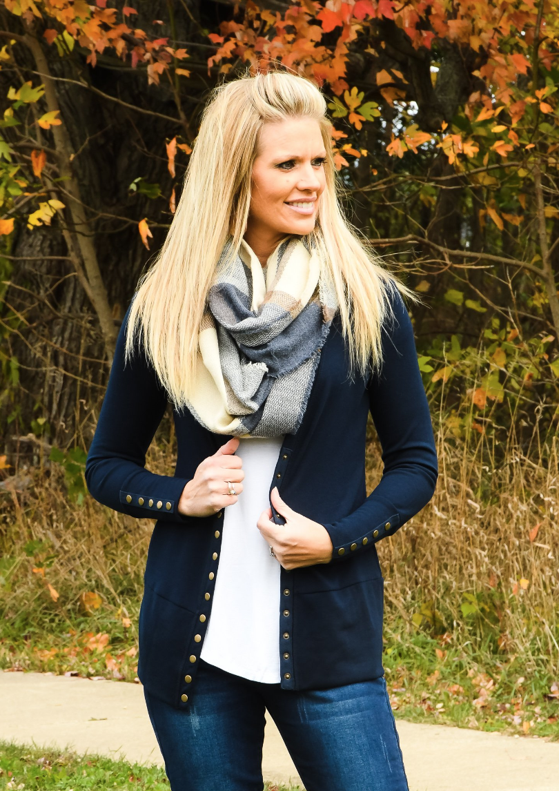 Midnight Blue Snap Cardigan