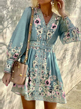 Load image into Gallery viewer, Floral Ruffle Dress Long Sleeve Chiffon Mini