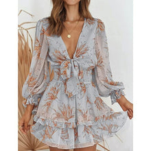 Load image into Gallery viewer, Floral Ruffle Dress Long Sleeve Chiffon Mini