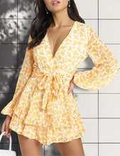 Load image into Gallery viewer, Floral Ruffle Dress Long Sleeve Chiffon Mini