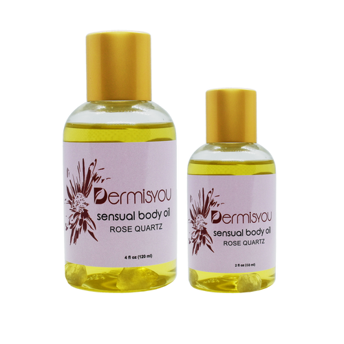 Sensual Massage Body Oil with Rose Quartz Crystals