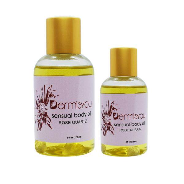 Sensual Massage Body Oil with Rose Quartz Crystals