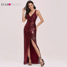 Load image into Gallery viewer, Sequin Evening Dresses Long Ever Pretty Sexy Mermaid V Neck Sleeveless