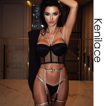 Load image into Gallery viewer, Sequin Sexy Lingerie 3 Piece Set Push Up Underwear Women Set Lace
