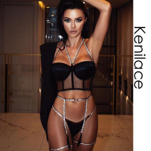 Load image into Gallery viewer, Sequin Sexy Lingerie 3 Piece Set Push Up Underwear Women Set Lace