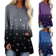 Load image into Gallery viewer, Sequin Women's Tunic Star Print Loose Shirt O Neck Long Sleeve Top