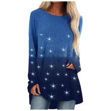 Load image into Gallery viewer, Sequin Women's Tunic Star Print Loose Shirt O Neck Long Sleeve Top