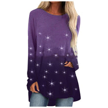 Load image into Gallery viewer, Sequin Women's Tunic Star Print Loose Shirt O Neck Long Sleeve Top