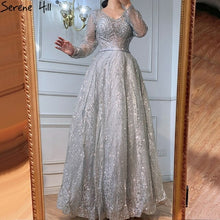 Load image into Gallery viewer, Serene Hill Muslim Grey Evening Dresses Long Luxury 2021 A Line
