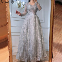Load image into Gallery viewer, Serene Hill Muslim Grey Evening Dresses Long Luxury 2021 A Line