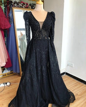 Load image into Gallery viewer, Serene Hill Pink Long Sleeves Dubai Evening Dress Mermaid V Neck