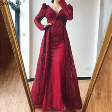Load image into Gallery viewer, Serene Hill Pink Long Sleeves Dubai Evening Dress Mermaid V Neck