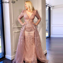Load image into Gallery viewer, Serene Hill Pink Long Sleeves Dubai Evening Dress Mermaid V Neck