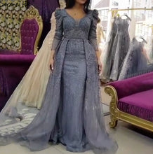 Load image into Gallery viewer, Serene Hill Pink Long Sleeves Dubai Evening Dress Mermaid V Neck
