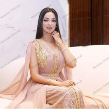 Load image into Gallery viewer, Sexy Arabic Lace Evening Dress Sleeveless Chiffon Beaded Moroccan