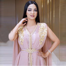 Load image into Gallery viewer, Sexy Arabic Lace Evening Dress Sleeveless Chiffon Beaded Moroccan
