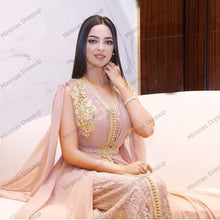Load image into Gallery viewer, Sexy Arabic Lace Evening Dress Sleeveless Chiffon Beaded Moroccan