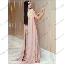 Load image into Gallery viewer, Sexy Arabic Lace Evening Dress Sleeveless Chiffon Beaded Moroccan