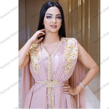 Load image into Gallery viewer, Sexy Arabic Lace Evening Dress Sleeveless Chiffon Beaded Moroccan