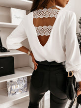 Load image into Gallery viewer, Sexy Backless Blouse Women Autumn Lace Patchwork Long Sleeve Casual