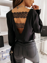 Load image into Gallery viewer, Sexy Backless Blouse Women Autumn Lace Patchwork Long Sleeve Casual