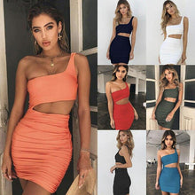 Load image into Gallery viewer, Sexy Backless One Shoulder White Mini Dress Women Summer Casual - Sophornlilly