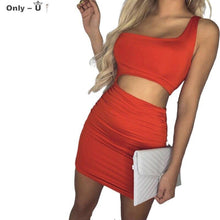 Load image into Gallery viewer, Sexy Backless One Shoulder White Mini Dress Women Summer Casual - Sophornlilly