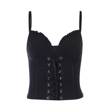 Load image into Gallery viewer, Sexy Bandage Camis Women Gothic Black Spaghetti Strap Backless Bodycon - Sophornlilly