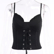 Load image into Gallery viewer, Sexy Bandage Camis Women Gothic Black Spaghetti Strap Backless Bodycon - Sophornlilly