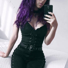 Load image into Gallery viewer, Sexy Bandage Camis Women Gothic Black Spaghetti Strap Backless Bodycon - Sophornlilly