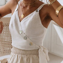 Load image into Gallery viewer, Sexy Bandage Tops Women Button Sleeveless Crop Top Casual Vest