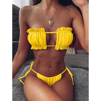 Sexy Bikini Pleated Bandeau Swimsuit Mini