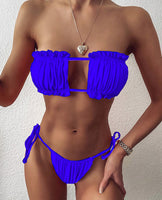 Sexy Bikini Pleated Bandeau Swimsuit Mini