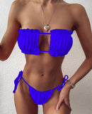 Sexy Bikini Pleated Bandeau Swimsuit Mini