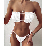 Sexy Bikini Pleated Bandeau Swimsuit Mini