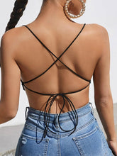 Load image into Gallery viewer, Sexy Black Crisscross Tied Backless Hem Cami Crop Top