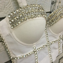 Load image into Gallery viewer, Sexy Crop Top with Rhinestone Bustier Push Up Bra  for Women White