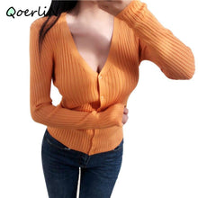 Load image into Gallery viewer, Sexy Deep V Slim Sweater Women Winter Long Sleeve Cardigan Sweater - Sophornlilly