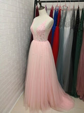 Load image into Gallery viewer, Sexy Deep V neck Side Split Long Evening Dresses New Arrivals